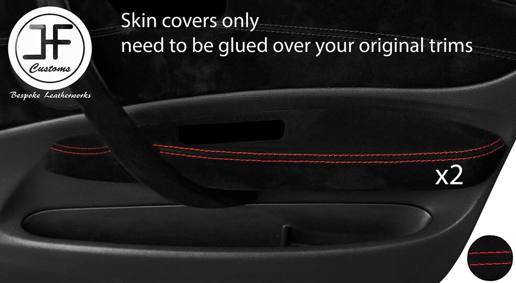 RED STITCH 2X FRONT DOOR ARMREST TRIM SUEDE COVERS FOR BMW 1 E87 2004-2012