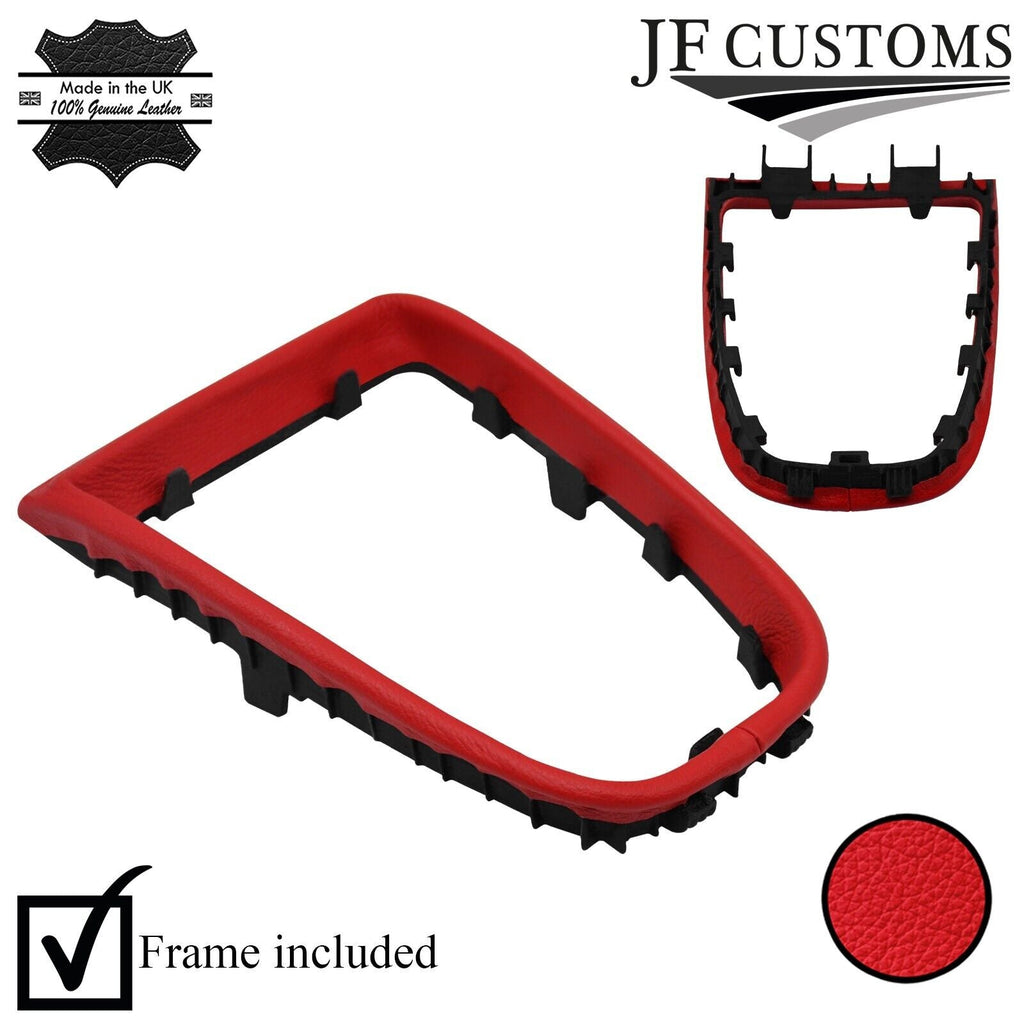 RED LEATHER GEAR SURROUND COVER+PLASTIC FRAME FOR VAUXHALL ASTRA MK6 J 09-15