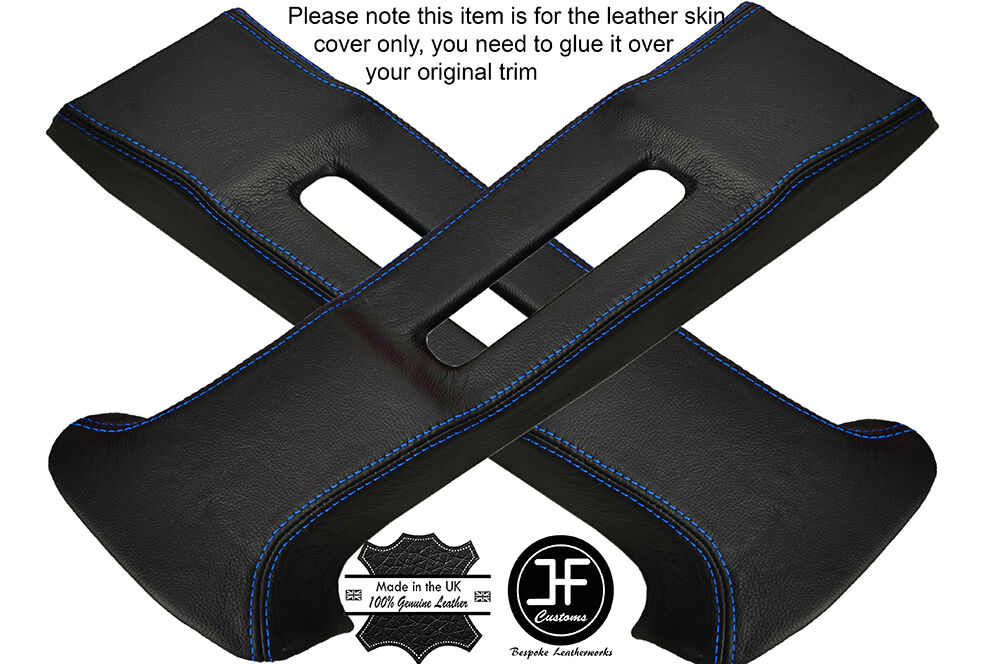 BLUE STITCH 2X UPPER B PILLAR LEATHER COVERS FITS SUBARU IMPREZA WRX STI 02-07