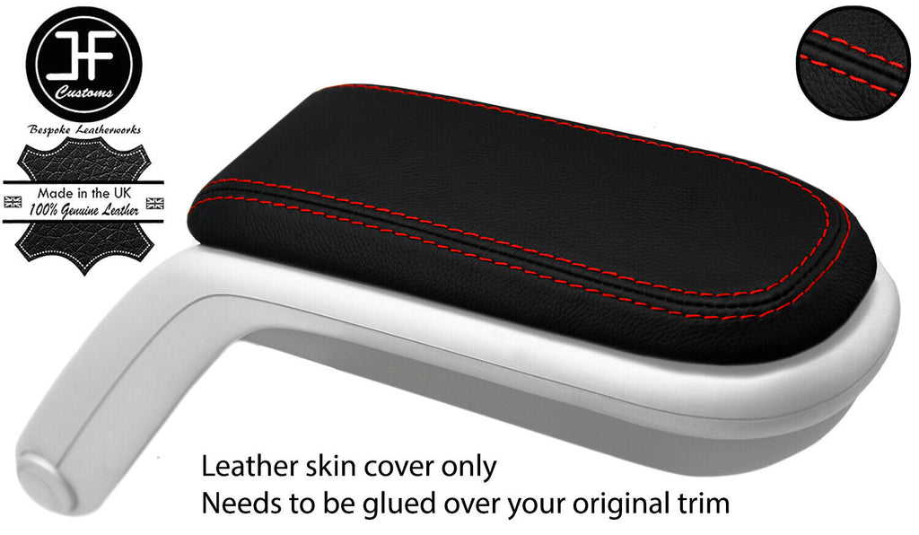 RED STITCH TOP GRAIN LEATHER ARMREST LID COVER FOR BMW MINI R55 R56 R57 07-14
