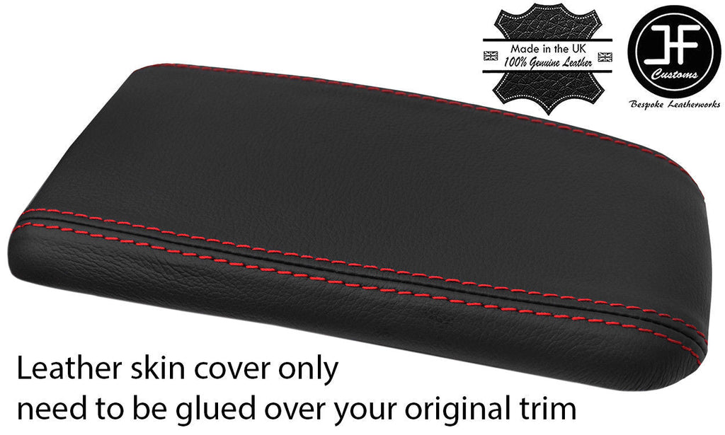 RED STITCHING REAL LEATHER ARMREST LID COVER FITS DACIA DUSTER 2010-2017