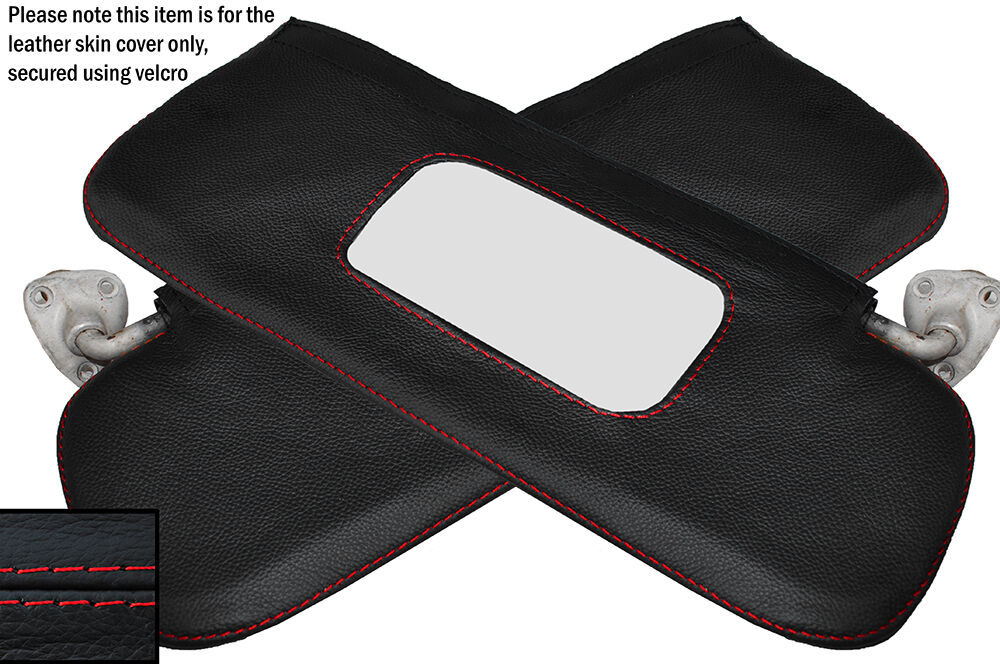 RED STITCH 2X SUN VISORS LEATHER SKIN COVERS FITS FORD ANGLIA 105E 123E