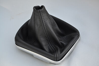 FITS FIAT GRANDE PUNTO 06-10  black stitch LEATHER GEAR GAITER CUSTOM NEW