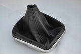 FITS FIAT GRANDE PUNTO 06-10  black stitch LEATHER GEAR GAITER CUSTOM NEW