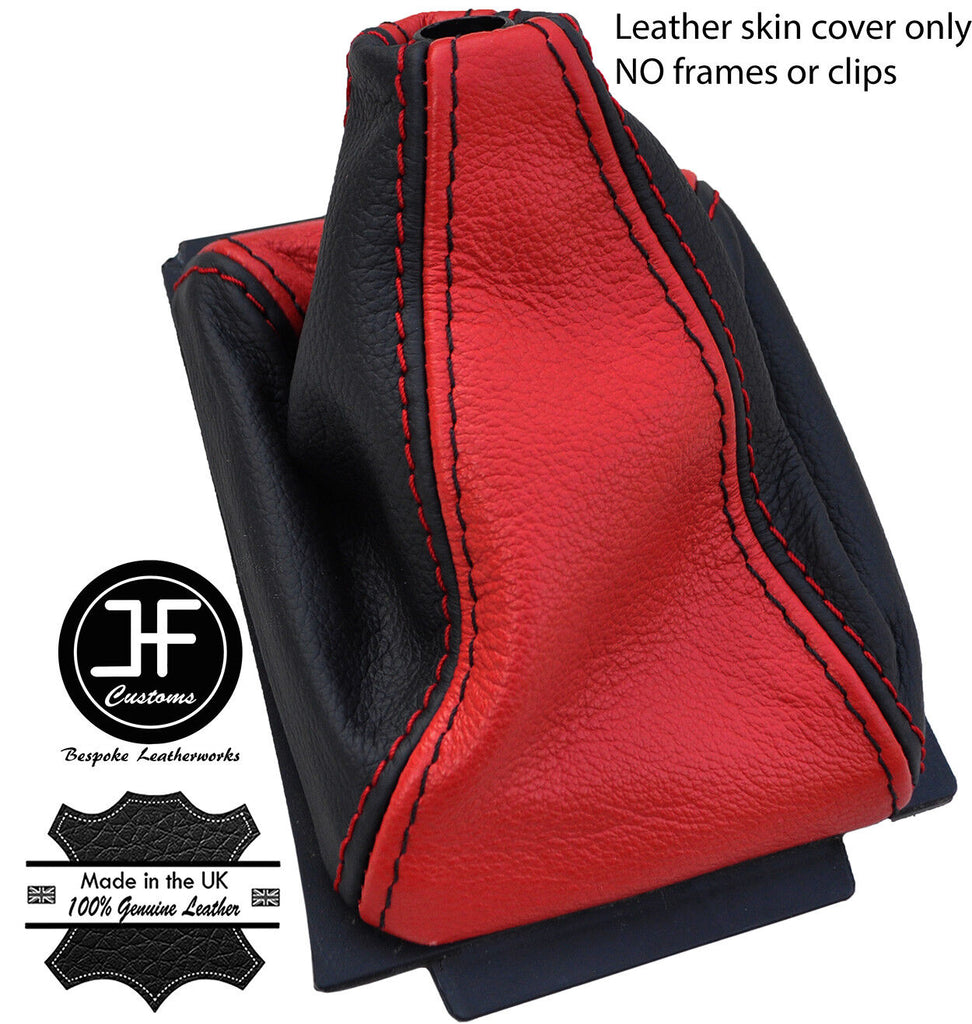 BLACK & RED  TOP GRAIN LEATHER MANUAL GEAR GAITER FOR AUDI 80 CABRIO B4 91-96