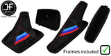 RED STITCH TRI STRIPE SUEDE MANUAL GAITER SET+PLASTIC FRAME FOR BMW 3 E36 91-99