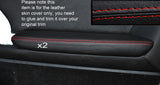 RED STITCH 2X FRONT DOOR ARMREST SKIN COVERS FITS NISSAN GT-R R35 09-15