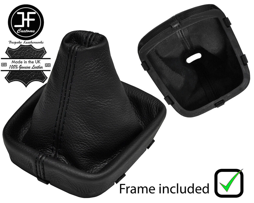 BLACK STITCH LEATHER MANUAL GEAR GAITER + PLASTIC FRAME FOR VW POLO 6R 09-16