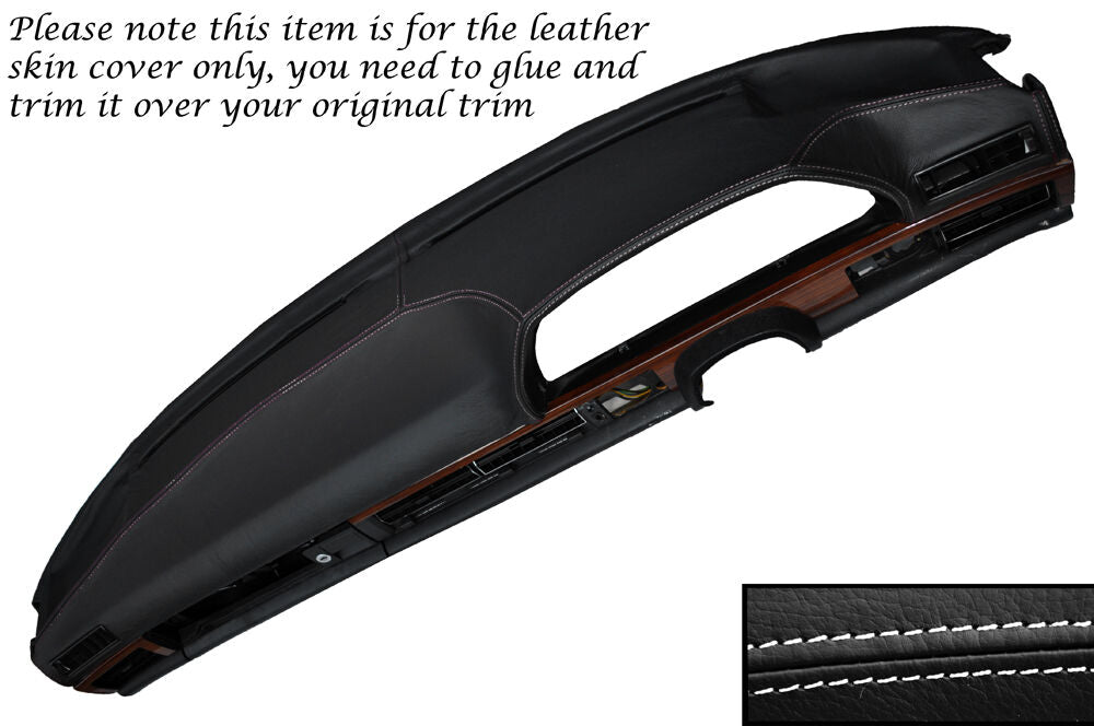 WHITE STITCH DASH DASHBOARD LEATHER COVER FITS MERCEDES S CLASS SE W126 79-91