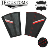 RED STITCH SPORT STRIPES 2X SEAT BELT LONG COVERS FOR AUDI A4 B8 2008-2015