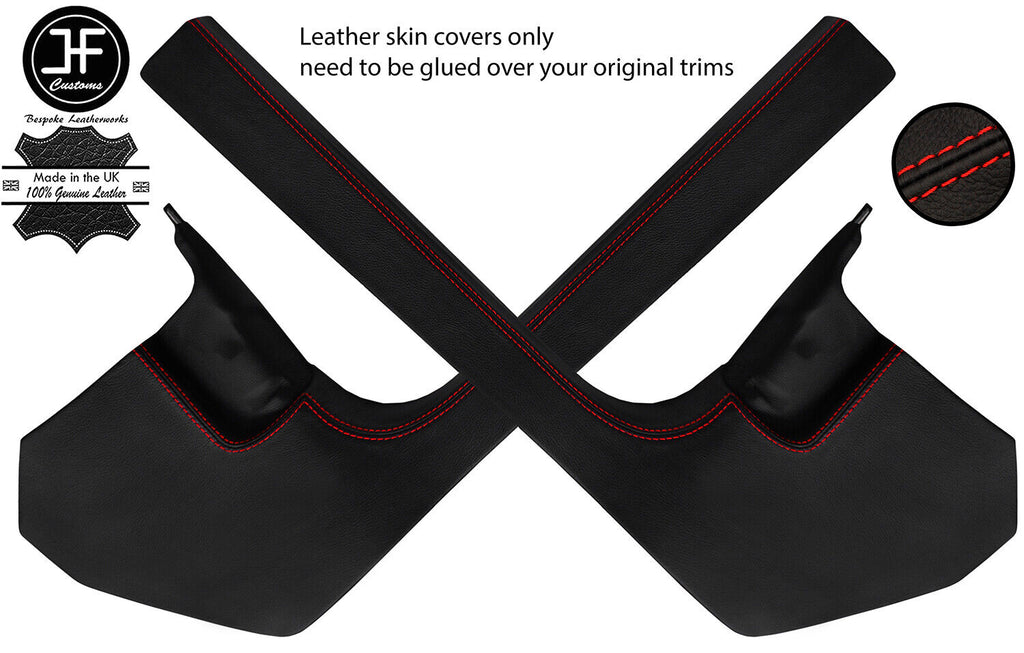 RED STITCH 2X LOWER SIDE KICK PANEL SILL LEATHER COVERS FITS AUDI A4 B8 08-15