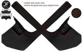 RED STITCH 2X LOWER SIDE KICK PANEL SILL LEATHER COVERS FITS AUDI A4 B8 08-15