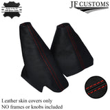 RED STITCH LEATHER HANDBRAKE HI-LOW TRANSFER GAITERS FOR LAND ROVER DISCOVERY