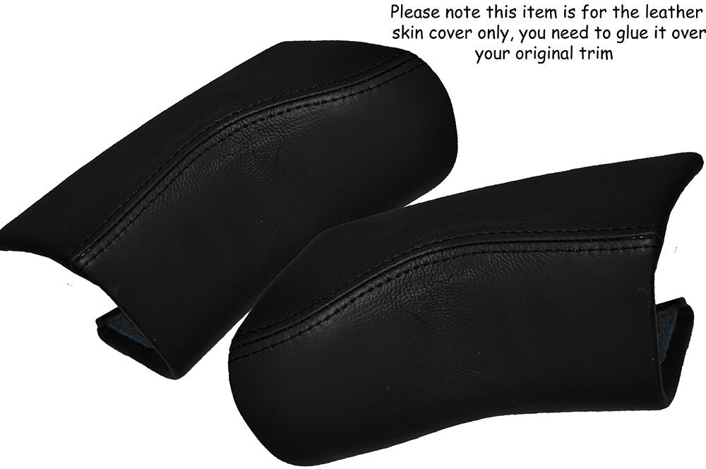 BLACK STITCHING 2X TOP B POST PILLAR LEATHER SKIN COVERS FITS LOTUS EVORA 09-14