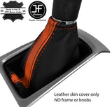 BLACK & ORANGE  STRIPE REAL LEATHER GEAR GAITER FITS NISSAN MICRA K14 2017-2019