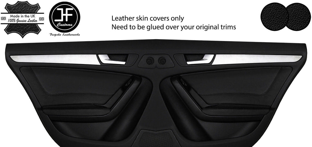 BLACK BLACK 2X REAR DOOR CARD+ARMREST TRIM LEATHER COVERS FOR AUDI A5 SPORTBACK