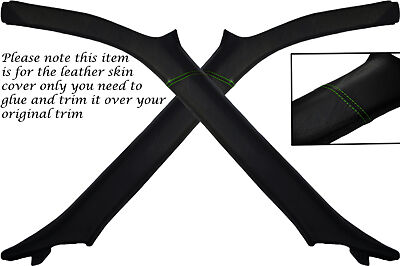 GREEN STITCH FITS NISSAN 200SX S13 88-93 WINDSCREEN PILLAR LEATHER SKIN COVERS