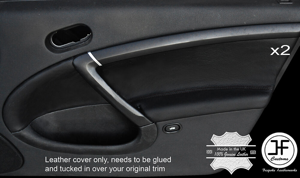 BLACK STITCH 2X FRONT DOOR CARD TRIM LEATHER COVERS FITS SAAB 95 9-5 2006-2009