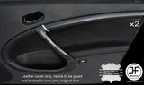 BLACK STITCH 2X FRONT DOOR CARD TRIM LEATHER COVERS FITS SAAB 95 9-5 2006-2009