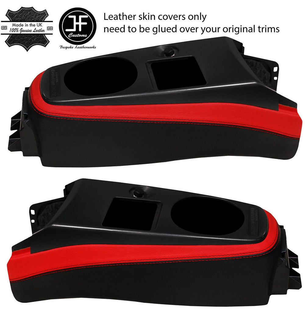 BLACK RED CENTRE CONSOLE TRIM LEATHER COVER FITS MITSUBISHI LANCER EVO 7 8 9