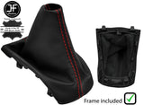 RED STITCHING LEATHER GEAR GAITER + PLASTIC FRAME FITS PEUGEOT 208 2012-2019