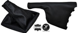BLACK STITCHING LEATHER GEAR & HANDBRAKE GAITERS FITS SAAB 95 9-5 1997-2010