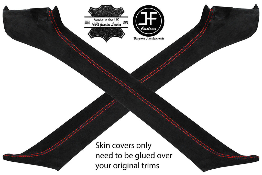 RED STITCH 2X A PILLAR SUEDE  COVERS FITS HONDA CRX DEL SOL 92-97 STYLE 2