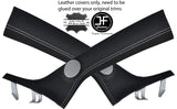 WHITE STITCHING 2X A PILLAR REAL LEATHER COVERS FITS ALFA ROMEO MITO 2008-2015