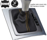 YELLOW STITCH TOP GRAIN LEATHER AUTO GEAR GAITER FOR MERCEDES C CLASS W204 07-14