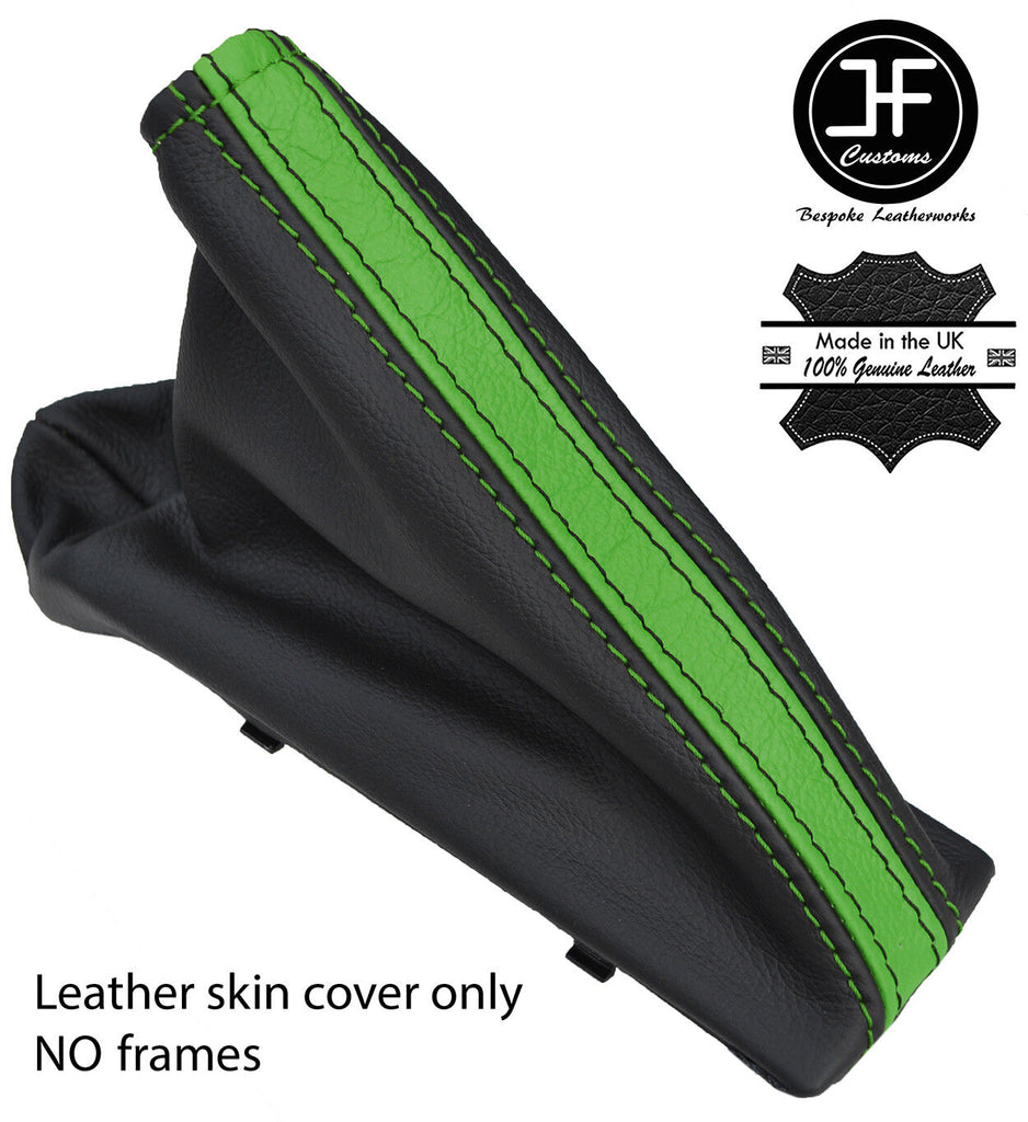 BLACK & GREEN TOP GRAIN LEATHER HANDBRAKE COVER FOR VAUXHALL OPEL CORSA D 06-14