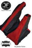 BLACK LEATHER & RED PU SUEDE GEAR & HANDBRAKE FOR VAUXHALL ASTRA MK4 G 98-05