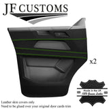 GREEN STITCH LEATHER 2X DOOR CARD COVERS FOR VW T6 TRANSPORTER FACELIFT 2020+