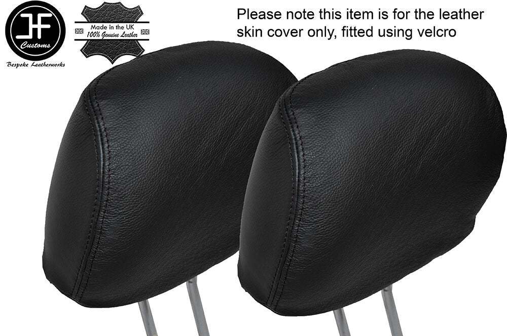 BLACK STITCH 2X FRONT HEADREST LEATHER COVERS FITS HONDA PRELUDE MK5 MK V 97-01