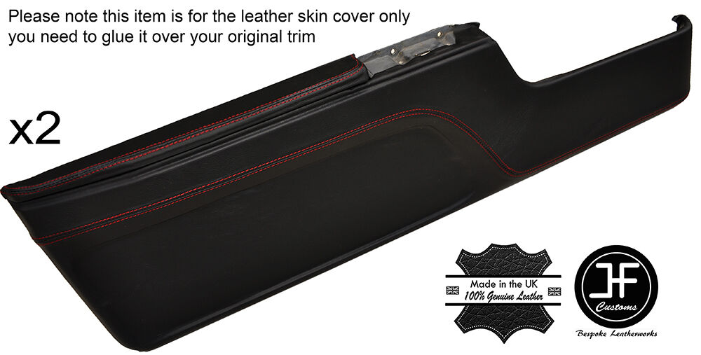 RED STITCH 2X FRONT LOWER DOOR CARD TRIM LEATHER COVERS FITS BMW 6 SERIES E24