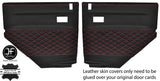RED DIAMOND STITCH 2X REAR DOOR CARD COVERS FITS LAND ROVER DEFENDER 110