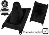 BLACK STITCH LEATHER GEAR GAITER + PLASTIC FRAME + TOP RING FOR HONDA CRX 88-91