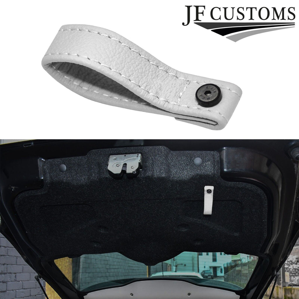 WHITE LEATHER TAILGATE BOOT PULL STRAP HANDLE FITS FIAT 500 ABARTH 07-16
