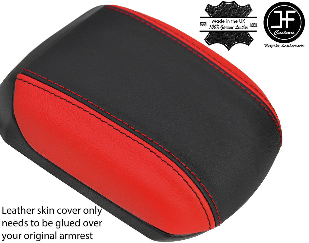 BLACK & RED REAL LEATHER ARMREST COVER FITS CHEVROLET CRUZE 2011-2015 CUSTOM NEW