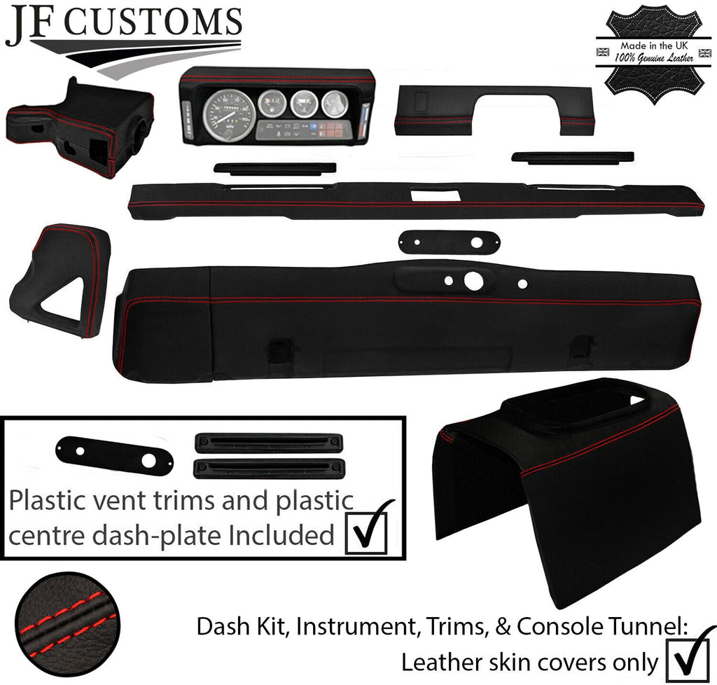 RED STITCH LEATHER COVERS FOR DEFENDER 90 83-06 INTERIOR REUPHOLSTERY MID KIT