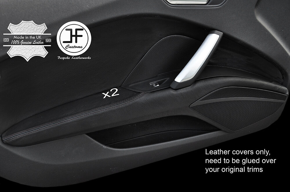 BLACK STITCH 2X FRONT DOOR ARMREST TRIM LEATHER COVERS FITS AUDI TT 8S 2015-2017
