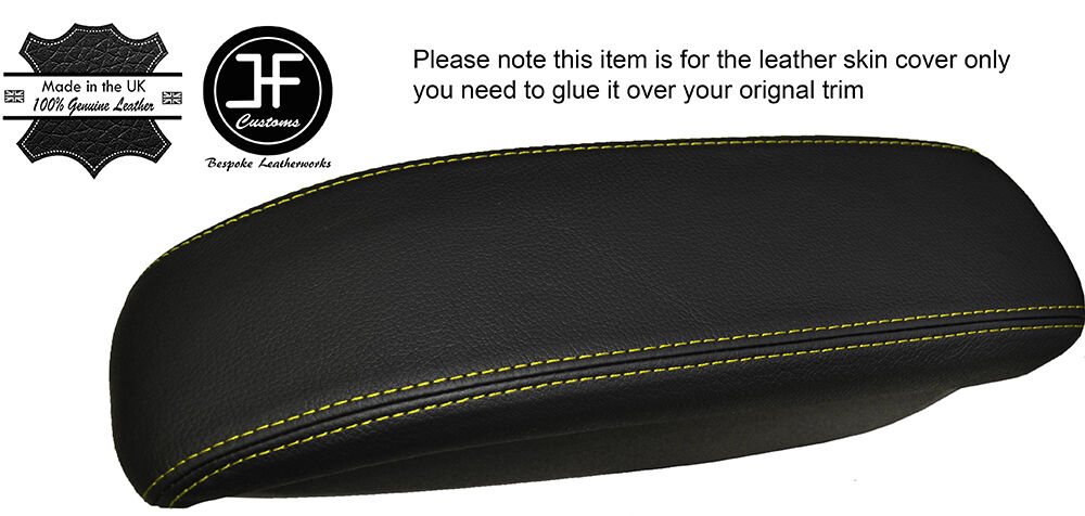 YELLOW STITCHING ARMREST LID LEATHER COVER FITS CITROEN C3 DS3 2010-2015