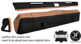 BLACK & BEIGE DASH DASHBOARD KIT REAL LEATHER COVERS FOR DEFENDER 90 110 83-06