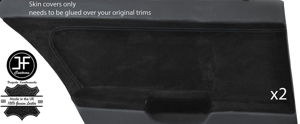 BLACK STITCH 2X REAR DOOR CARD SUEDE COVERS FOR BMW E36 SALOON TOURING STYLE 2