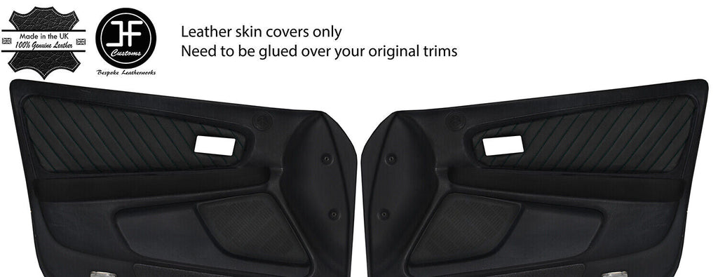 BLACK STITCH 2X FRONT DOOR CARD TRIM LTHR COVER FOR TOYOTA JZX 100 CHASER JF1