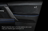 BLUE STITCH 2X FRONT DOOR CARD SKIN COVERS FITS LAND ROVER FREELANDER 2 06-14