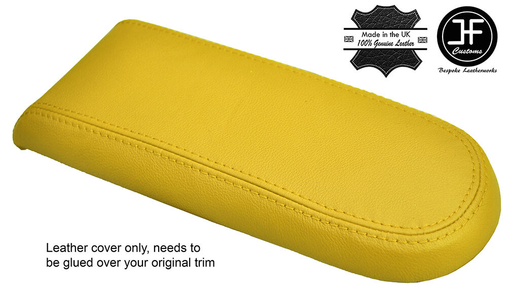 YELLOW GENUINE LEATHER ARMREST LID COVER FOR VW GOLF MK4 JETTA GTI 1998-2005
