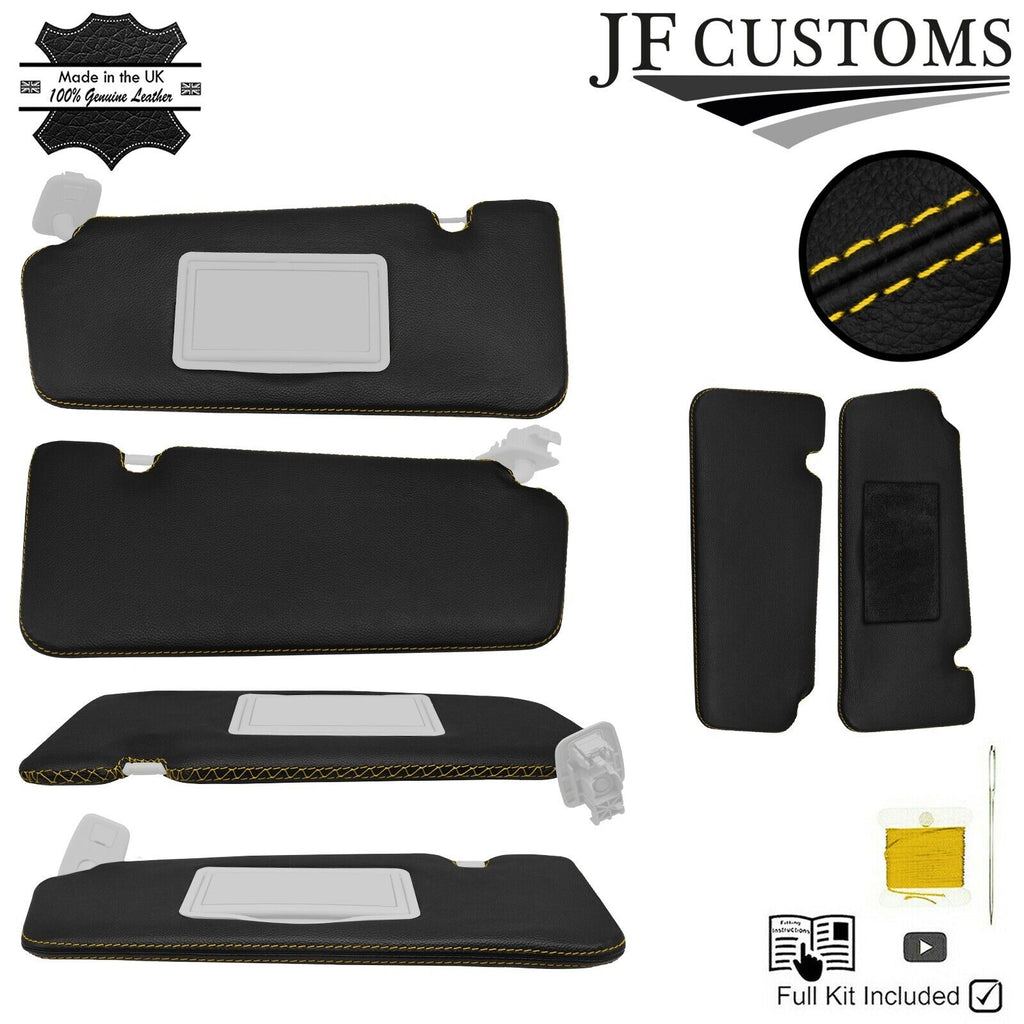 YELLOW CROSS STITCH 2X SUN VISOR COVERS FOR SMART FORTWO 453 2014-2019