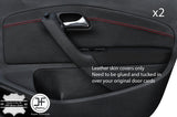 RED STITCH 2X FRONT DOOR CARD TRIM LEATHER COVER FOR VW POLO MK8 09-16 5 DOOR