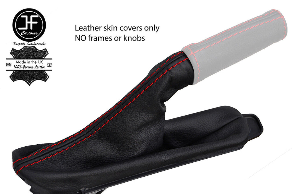 RED STITCHING TOP GRAIN LEATHER HANDBRAKE GAITER FITS FORD MUSTANG 2015-2017