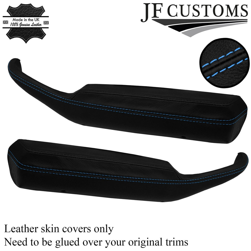 L BLUE STITCH LEATHER 2X DOOR HANDLE ARMREST COVER FOR CORVETTE C3 1978-1982